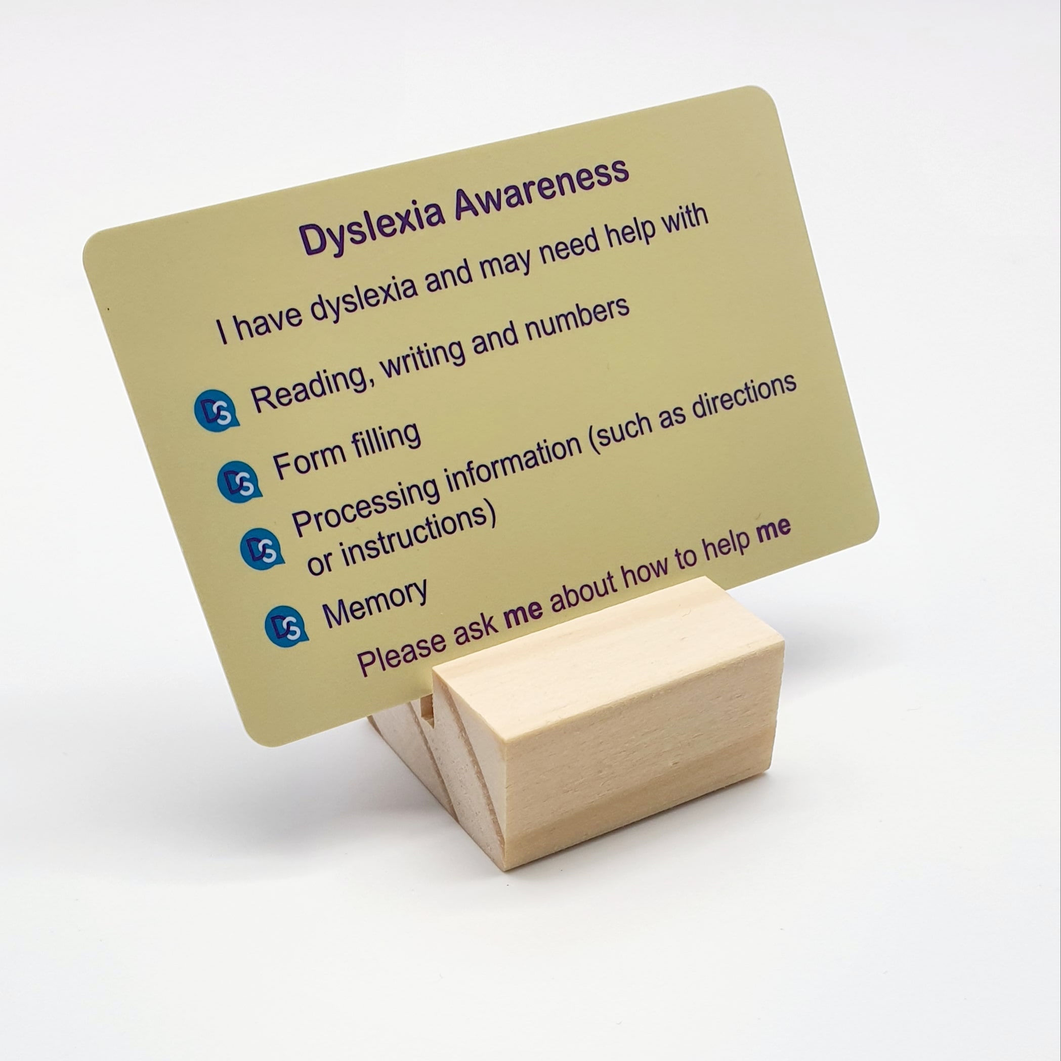 Dyslexia awareness card