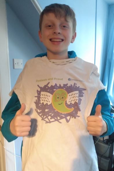 Cameron with his winning t-shirt