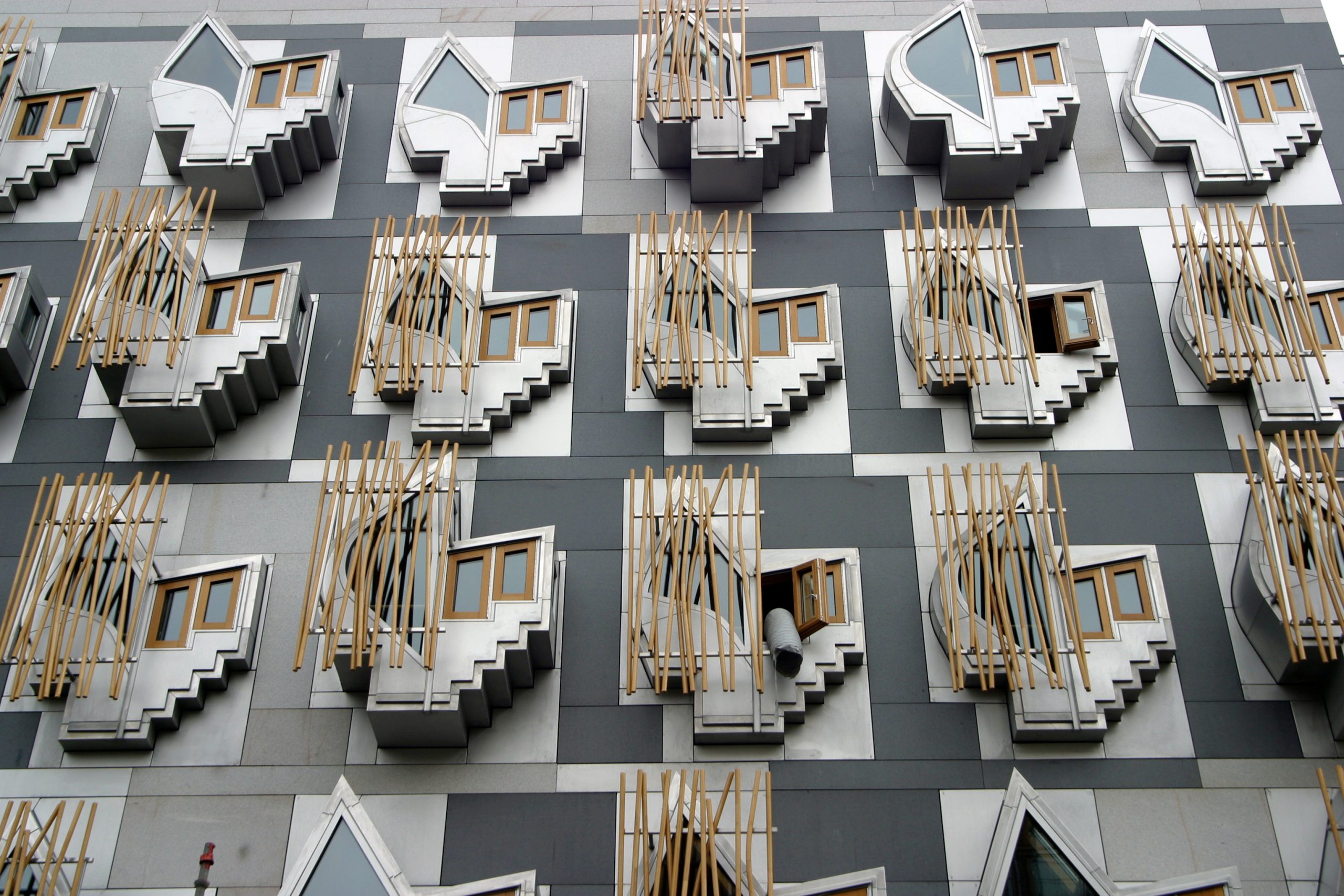 Close up of one section of the Scottish Parliament