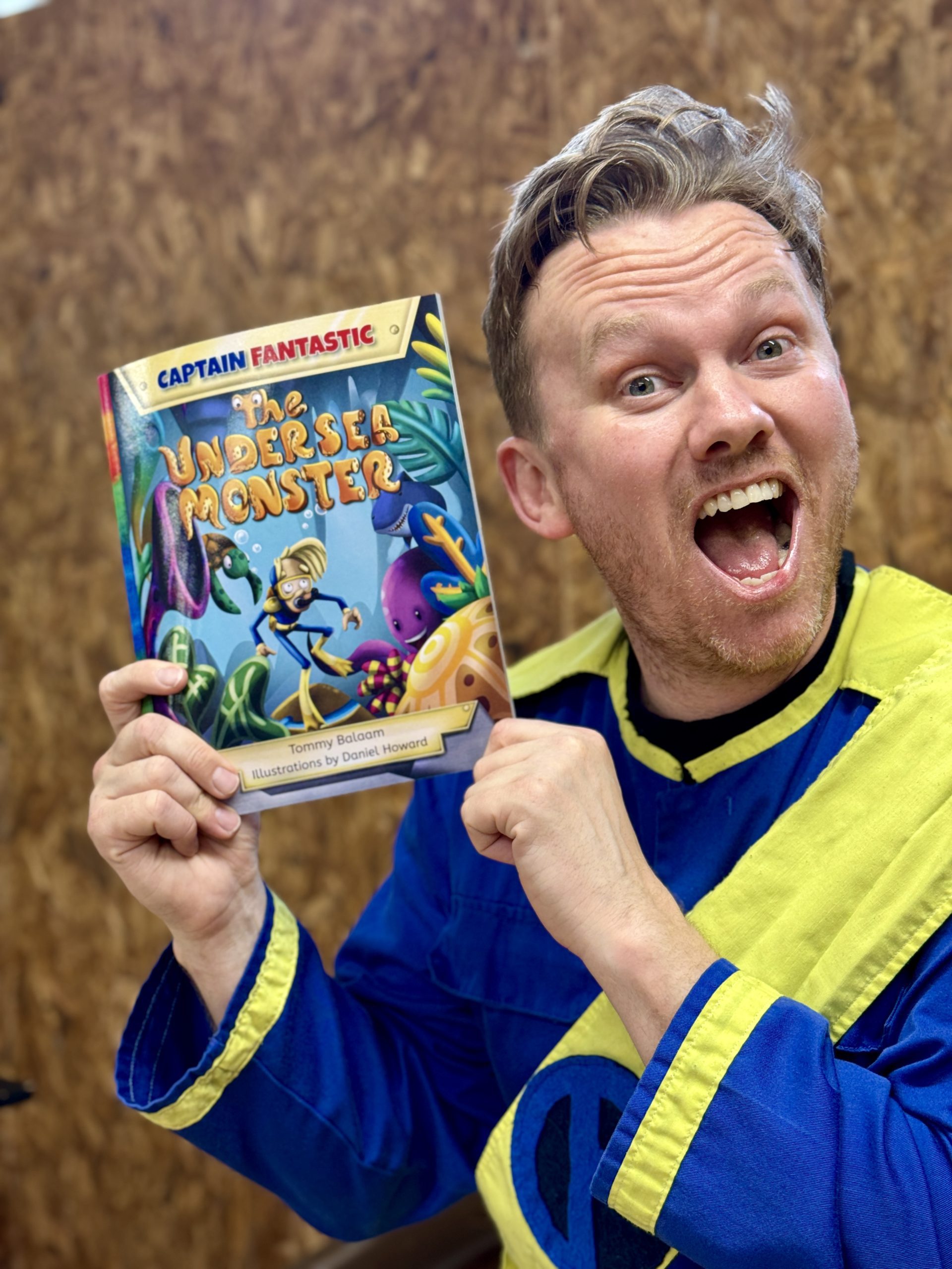 Tommy Balaam with his book Captain Fantastic