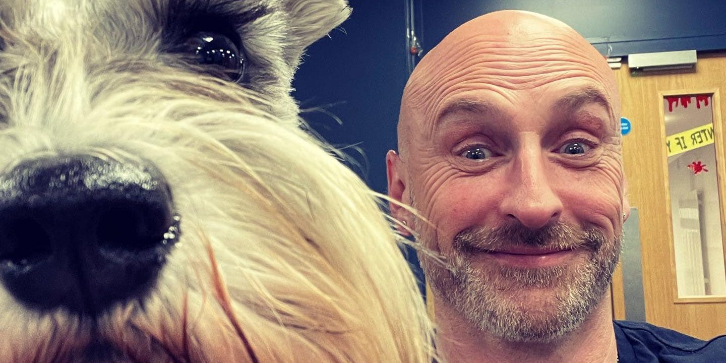 Mark with his fluffy white dog
