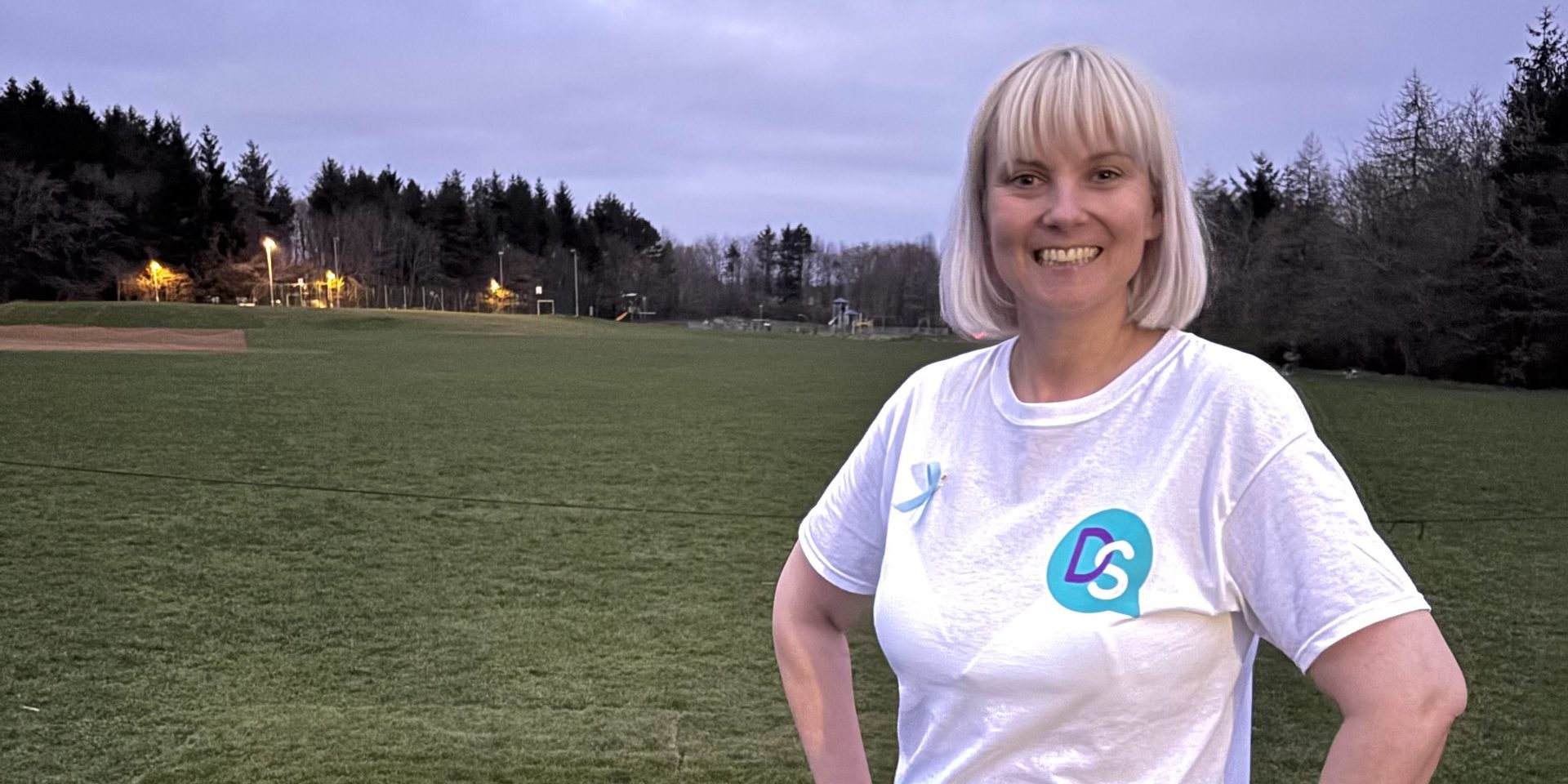 Christie in a Dyslexia Scotland t-shirt