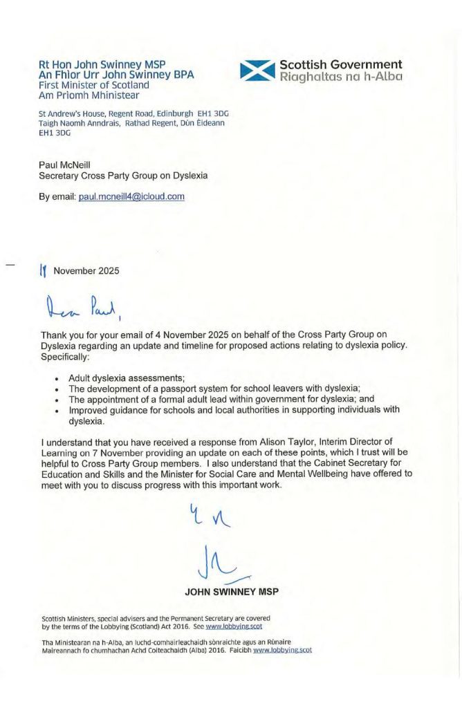 John Swinney's letter