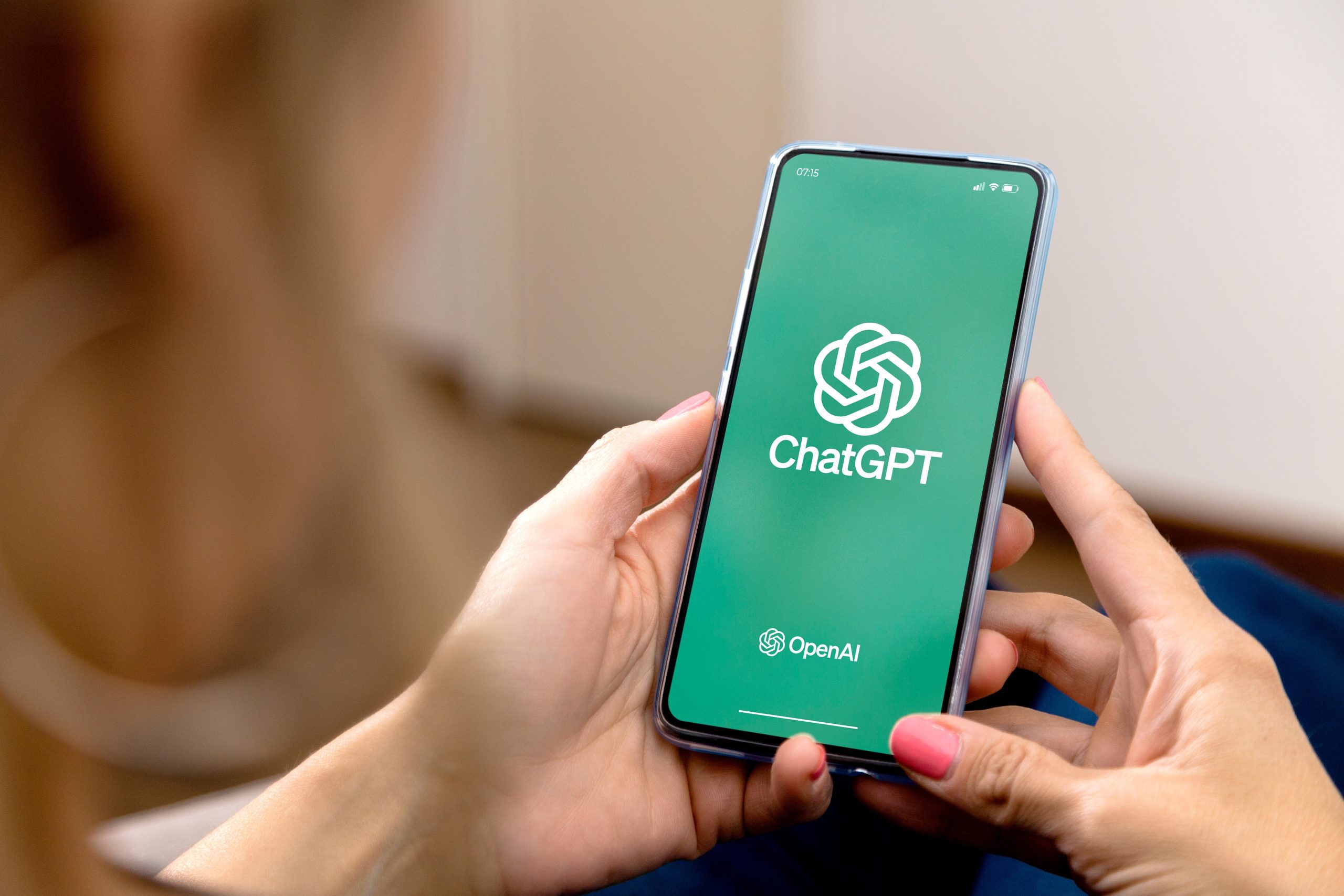 Mobile phone with ChatGPT on screen