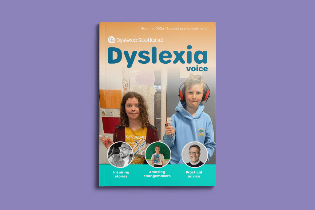 Copy of Dyslexia Voice against a lilac background