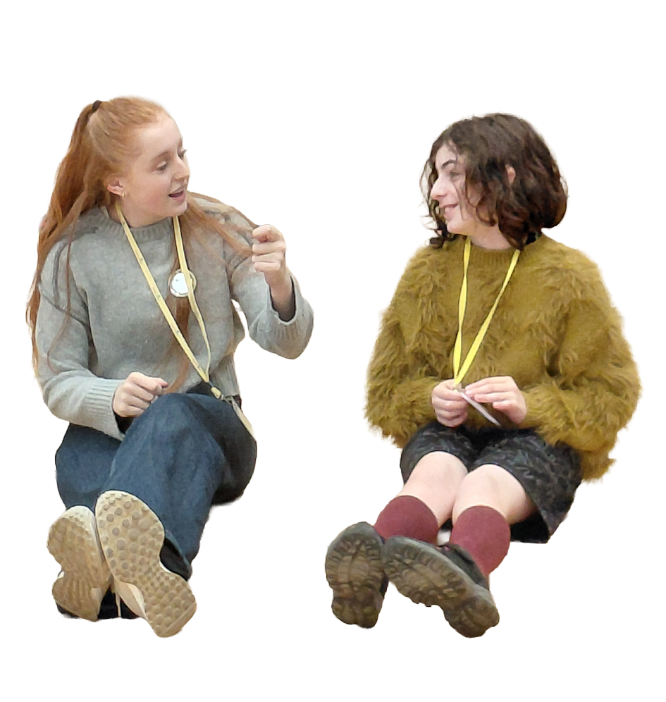 Two young people chat