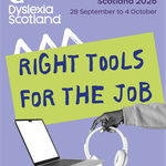 Hands hold a lap top and headphones. Banner reads Right Tools for the Job.
